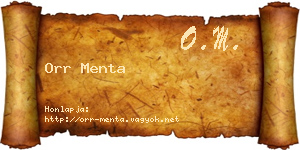 Orr Menta névjegykártya
